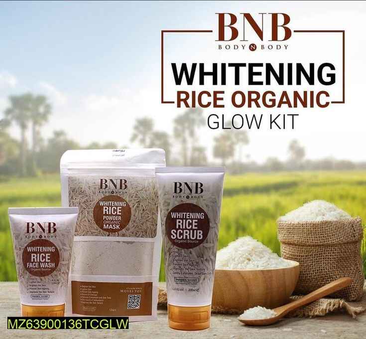 B.N.B Rice Facial Kit 3 in 1 Organic Brightening Glow Korean Face Scrub