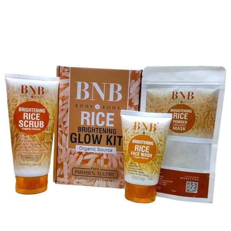 B.N.B Rice Facial Kit 3 in 1 Organic Brightening Glow Korean Face Scrub