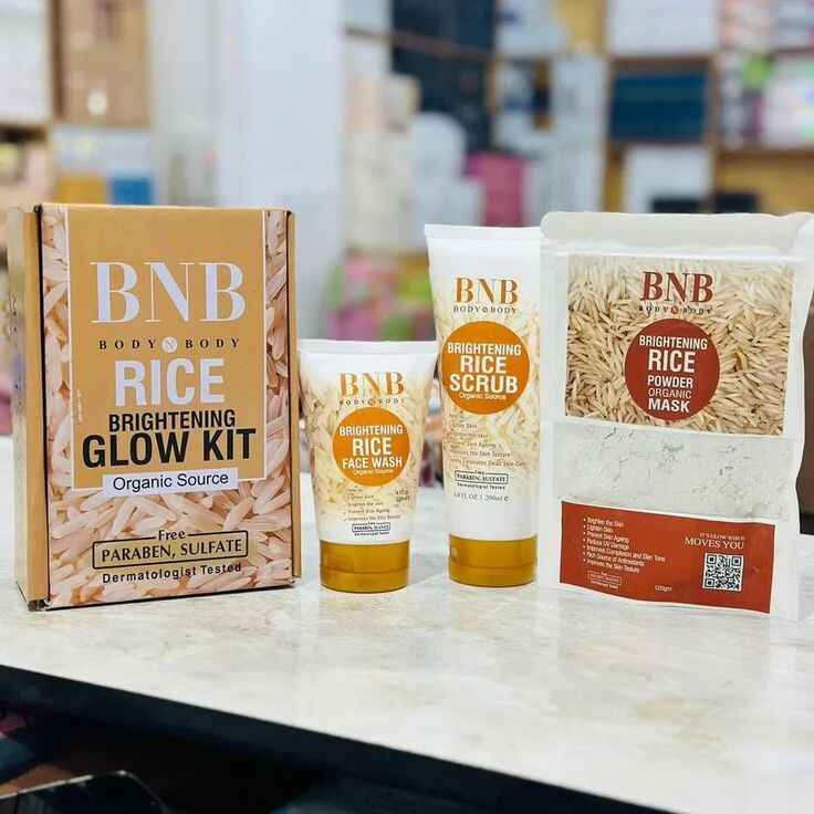B.N.B Rice Facial Kit 3 in 1 Organic Brightening Glow Korean Face Scrub