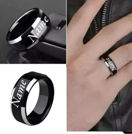 Customized Black Name Ring